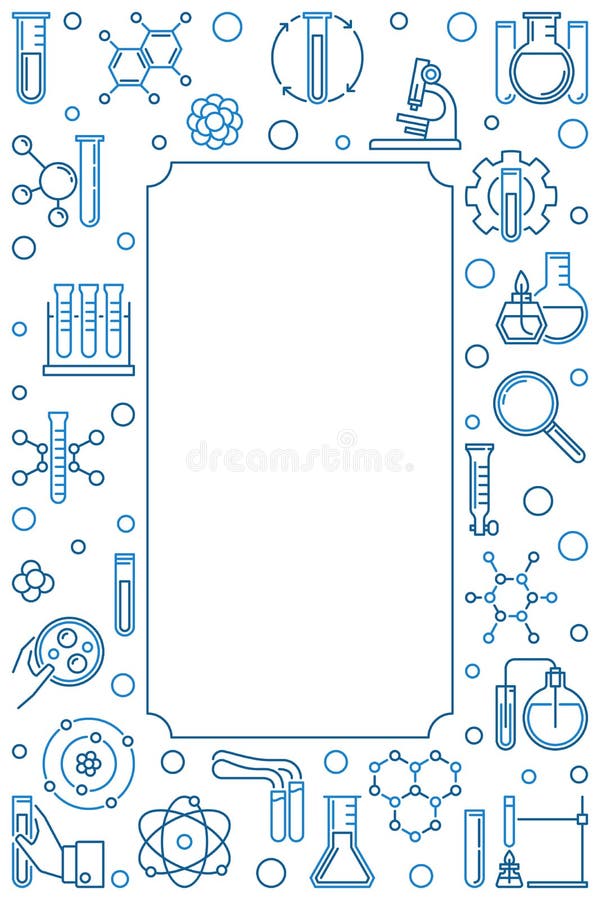 Vertical creative vector frame with Chemistry outline icons vector illustration