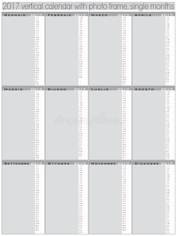 Vertical days calendar 2017 template