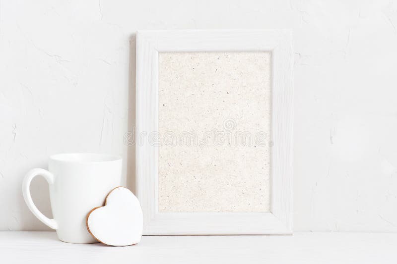 Vertical empty white wooden frame royalty free stock photo