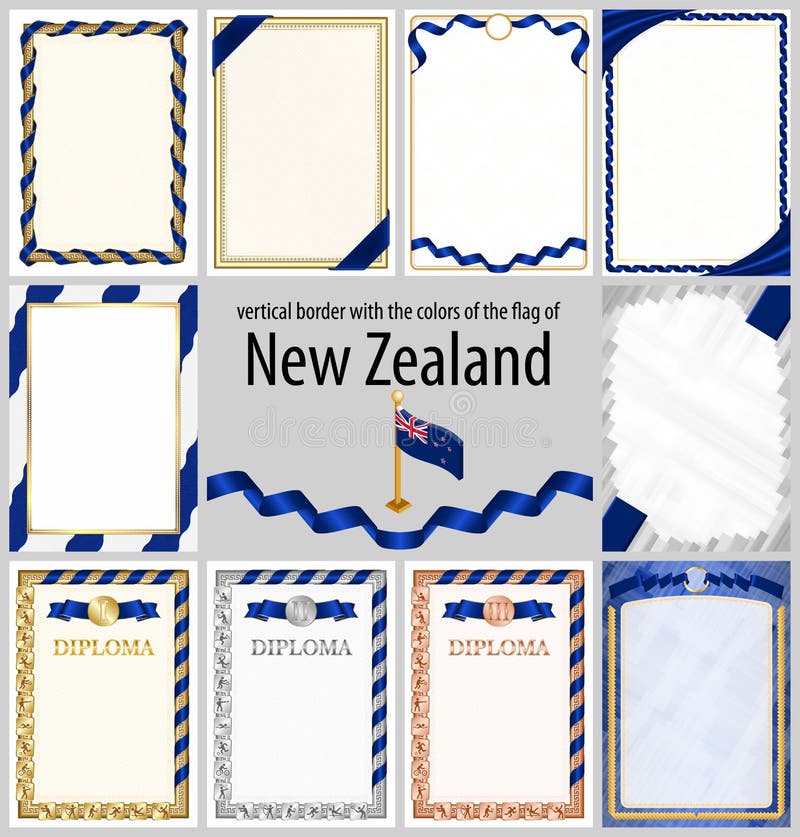 Vertical Frame and Border with New Zealand Flag Stock Vector