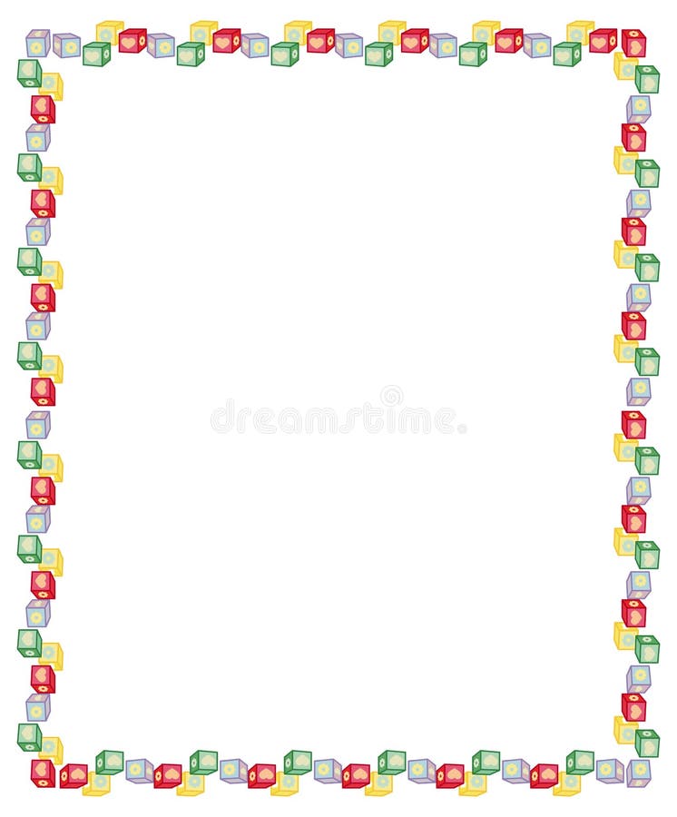 Vertical Frame with Children Cubes. Raster Clip Art. Stock Illustration