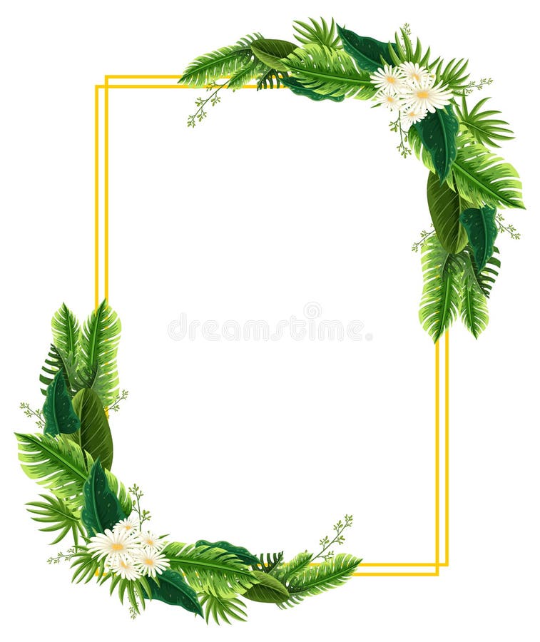 Vertical Frame of Green Foliage Template Stock Vector Illustration of