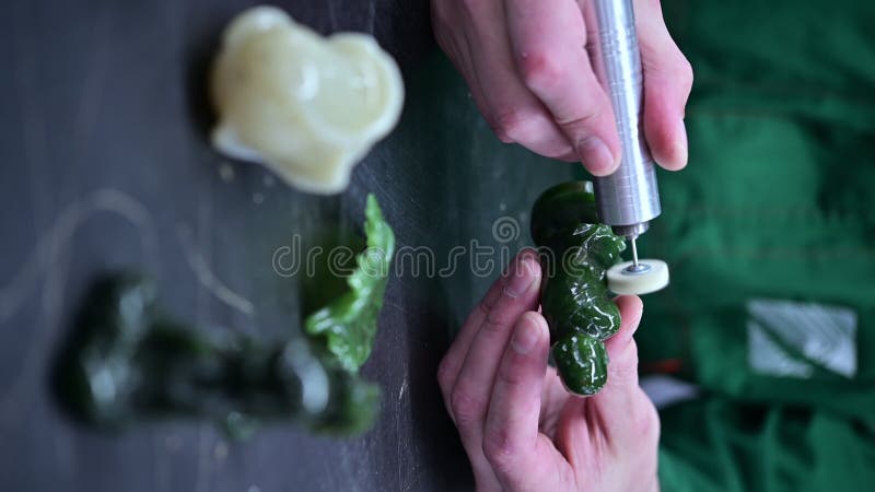 Vertical greenstone jewellery process making stock video footage