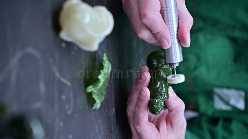 Vertical greenstone jewellery process making stock video