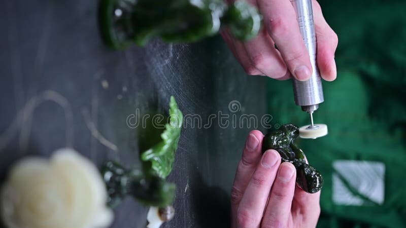 Vertical greenstone jewellery process making stock video