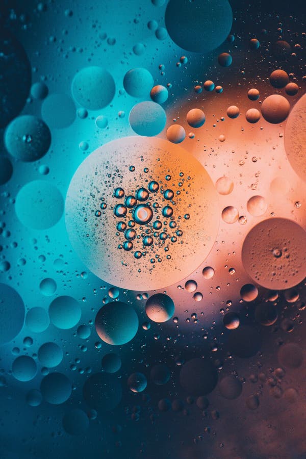 Vertical Illustration of Aesthetic Refreshing Blue and Brown Bubbles