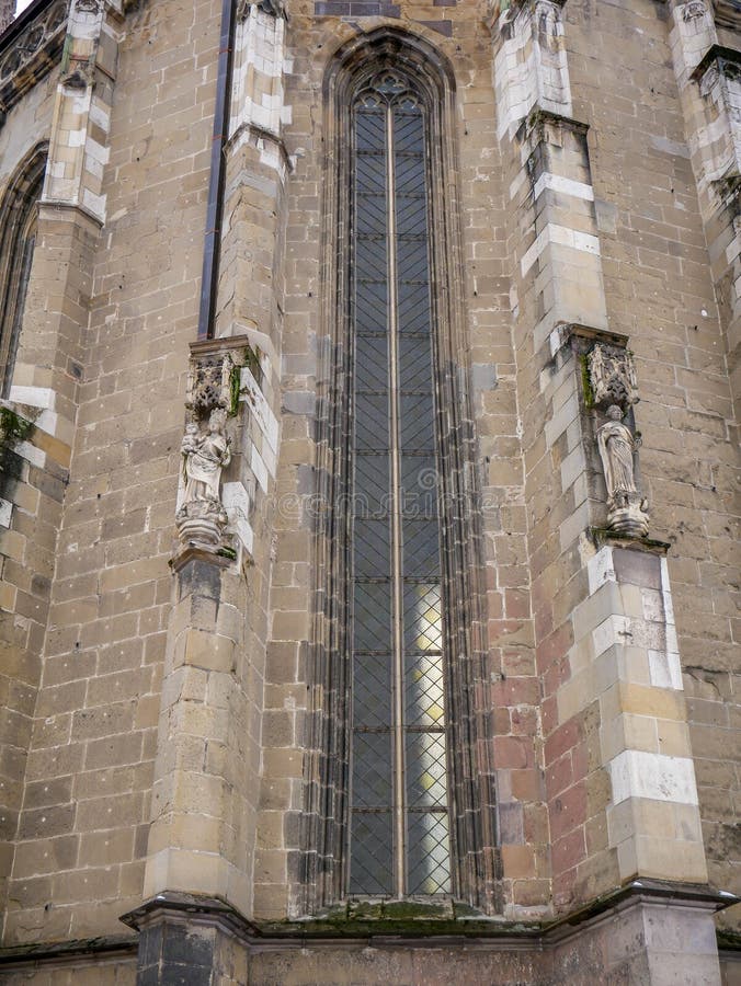 Vertical image, old gothic window on the Black Church.