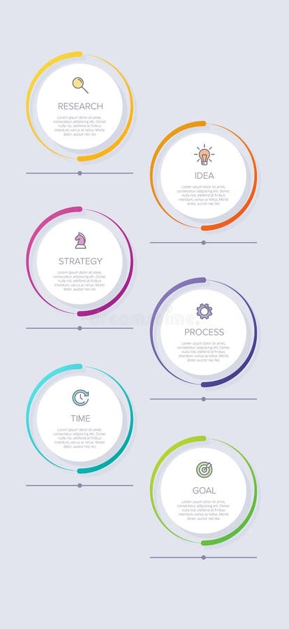 Vertical infographic design with icons and 6 options or steps. Thin line. Infographics business concept. Can be used for vector illustration
