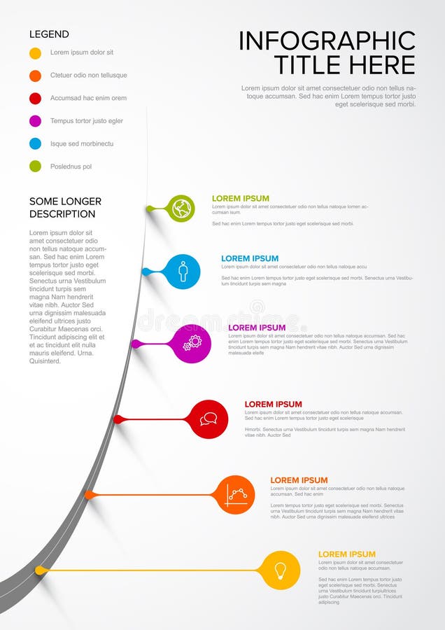 Vertical Infographic Timeline Template with pointers on the road royalty free illustration