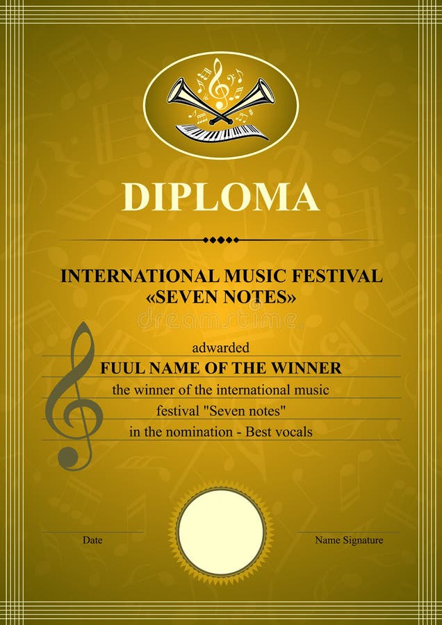 Vertical musical diploma stock vector. Illustration of orchestra 64052661