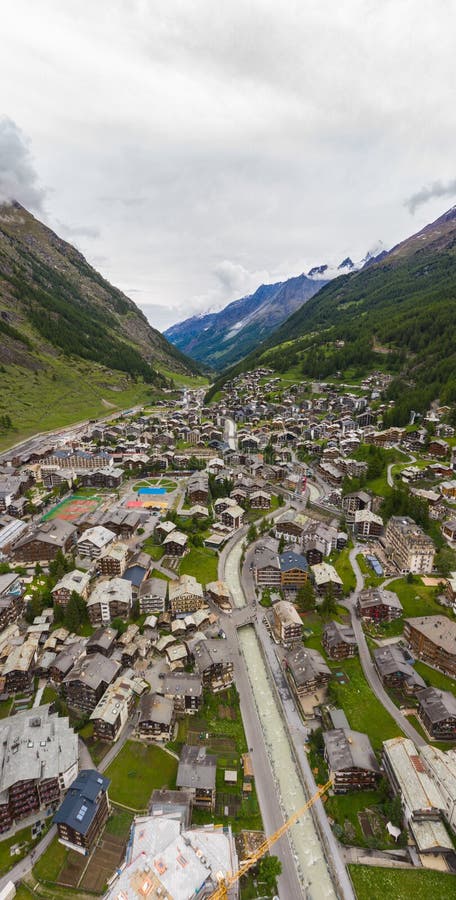 Vertical photo of beautiful aerial landscape view of Zermatt Valley stock photography Vertical photo of beautiful aerial landscape view of Zermatt Valley stock photography