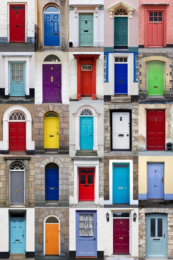 Vertical photo collage of 25 front doors royalty free stock images Vertical photo collage of 25 front doors royalty free stock images