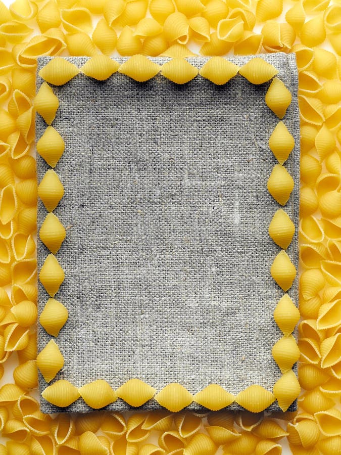 Vertical Photo Frame From Raw Shell Pasta With Empty Space ...