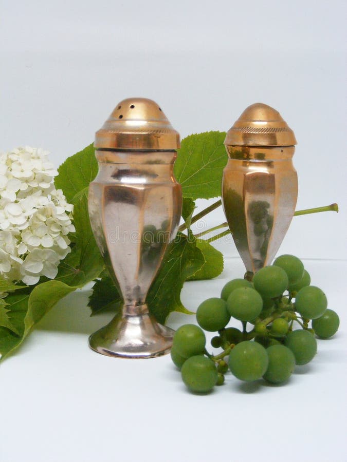 Vertical photo of silver fashioned brushed steel salt and pepper shakers royalty free stock photos Vertical photo of silver fashioned brushed steel salt and pepper shakers royalty free stock photos