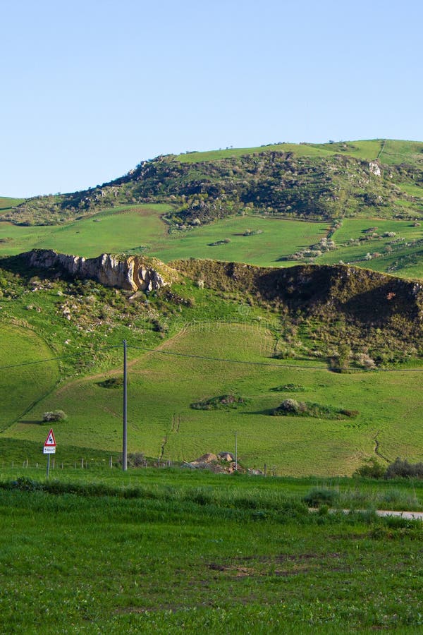 Vertical photography capturing beautiful Madonie Park in Sicily, Italy. Green Sicilian landscape. Amazing countryside, rural Italy