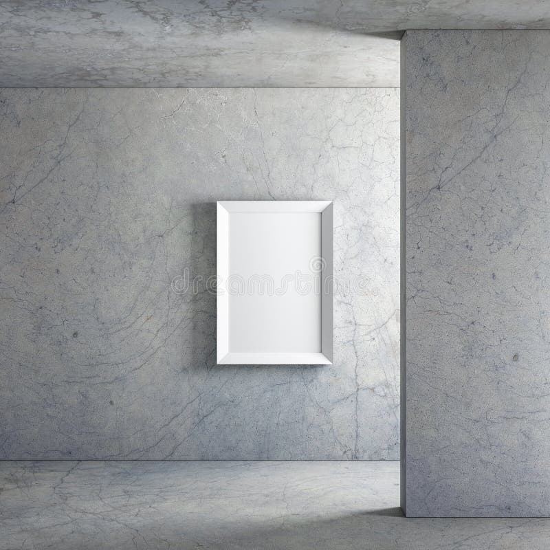 Vertical Poster Canvas Mockup Standing on the Concrete Floor Stock