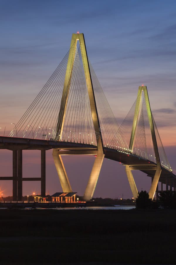 Vertical Ravenel Bridge Spring 2015 Charleston SC stock photography
