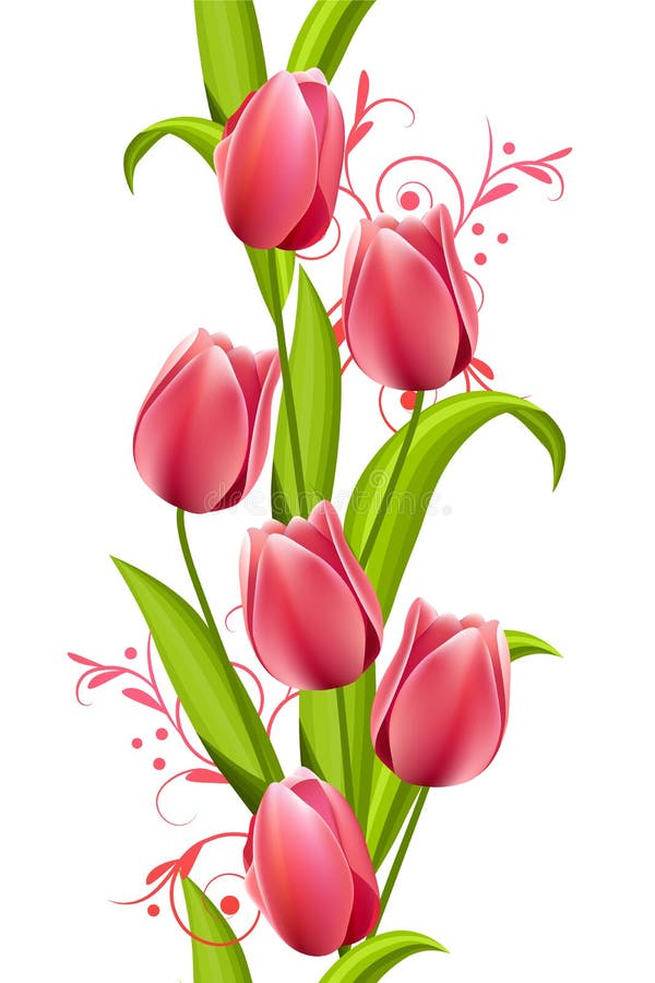 Vertical Seamless Pattern With Tulips Stock Vector - Image: 17961777