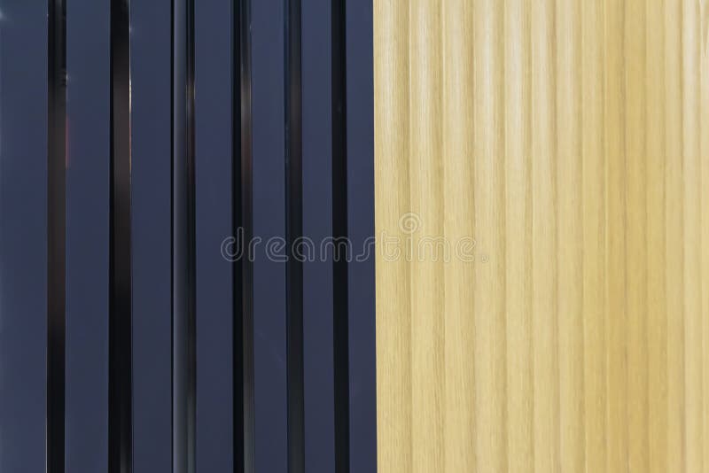 Vertical Shape Wood Material and Black Aluminum Interior Work Stock