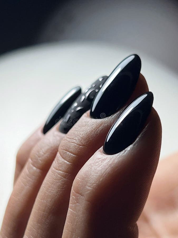 Vertical Shot of a Beautiful Nail Design on Oval Nails Stock Image ...