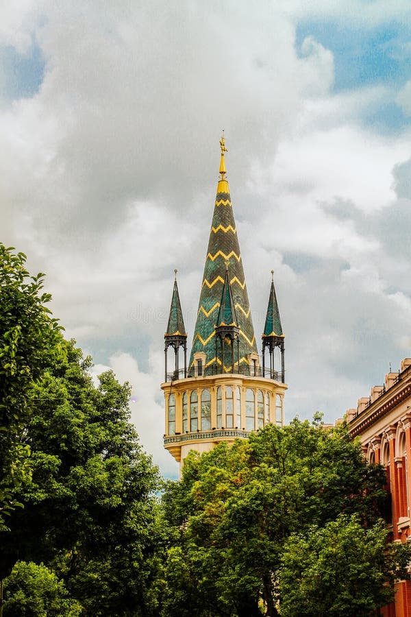 Vertical Shot of the Famous Astronomical Clock in Batumi, Stock