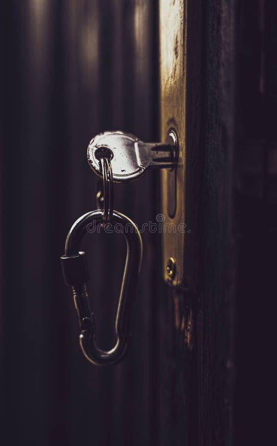 Keys Stuck in a Lock. Closeup Door Lock Keys, Real Estate Concept Door