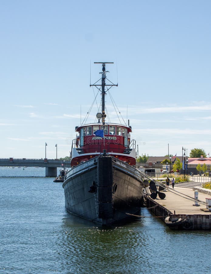 Vertical Shot of Museum Tug Boat at Sturgeon Bay Editorial Stock Photo