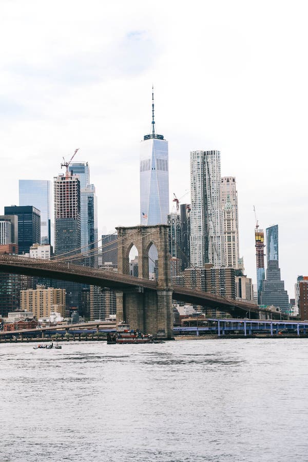 Vertical shot of the New York City skyline royalty free stock images