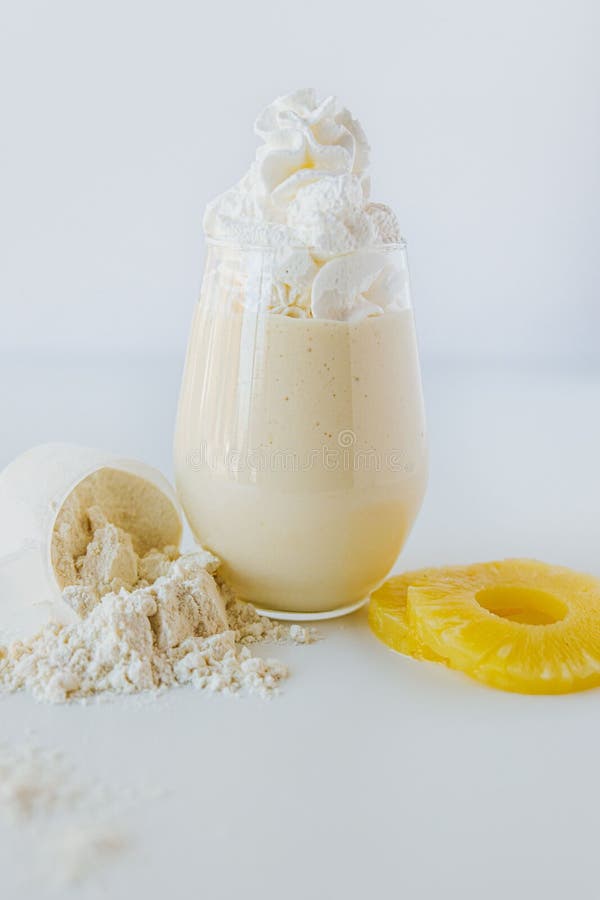 Vertical Shot of the Pineapple Protein Shake Stock Image Image of