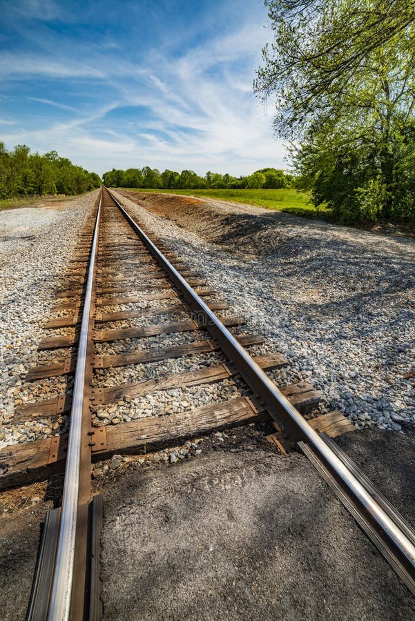 Railway Tracks Disappearing Into The Distance. Stock Image Image of