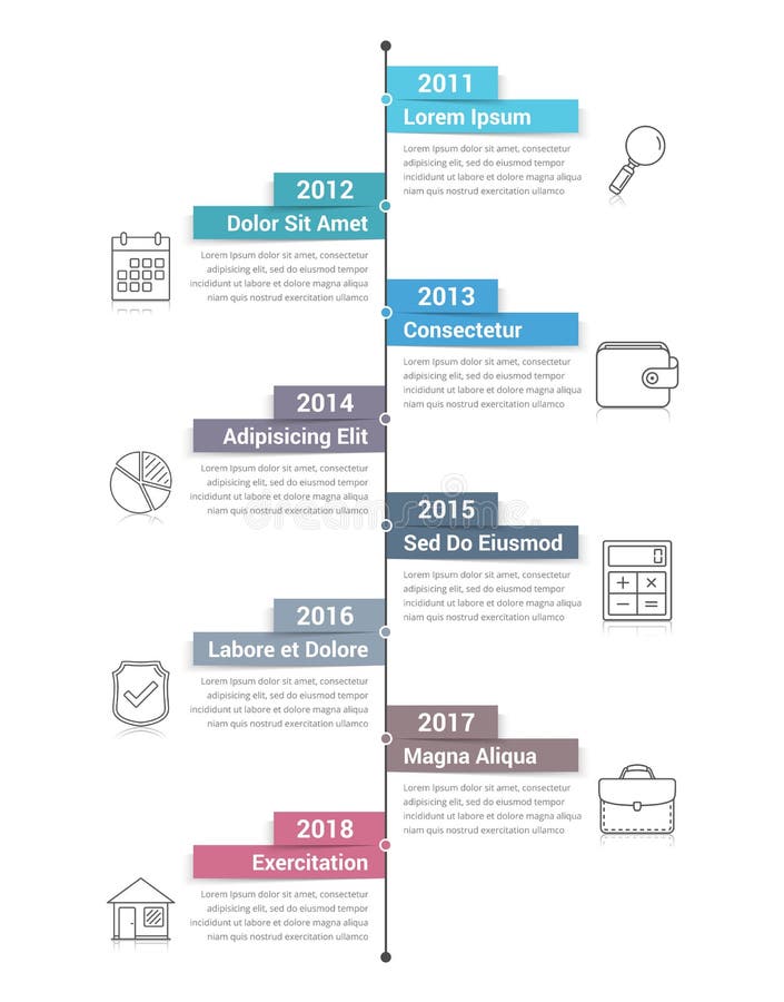 Vertical timeline infographics template, workflow or process diagram. History timeline vertical vectors