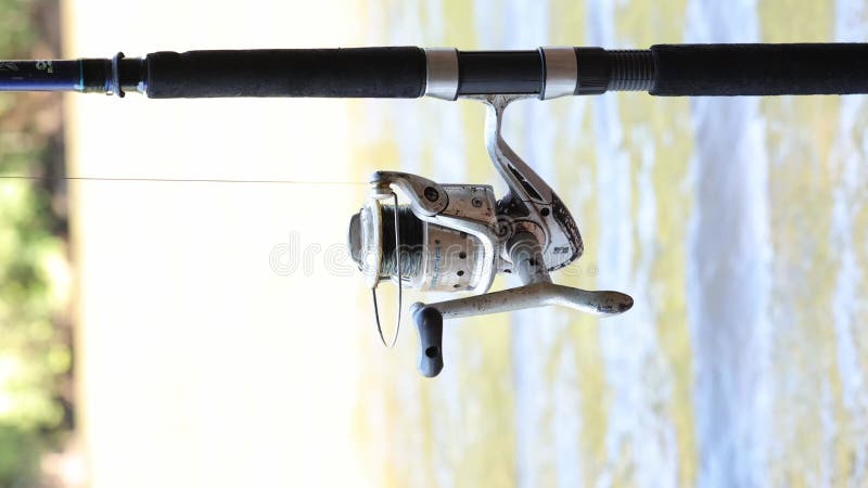 Vertical Video Fishing Rod Reel Spinning Stock Video - Video of