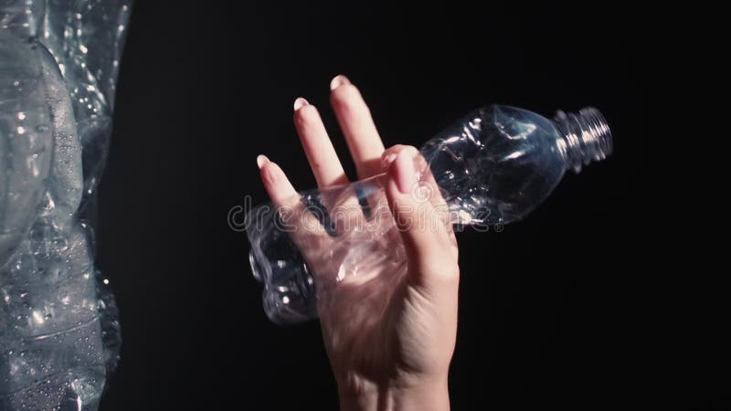 Vertical waste reduction plastic woman hand bottle