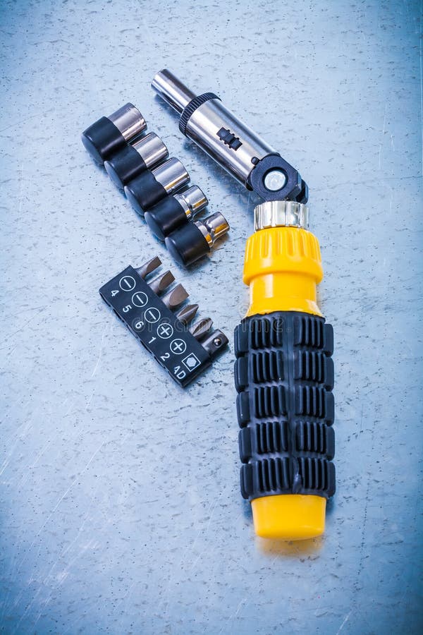 Vertical View of Reversible Screwdriver Bits Stock Photo Image of