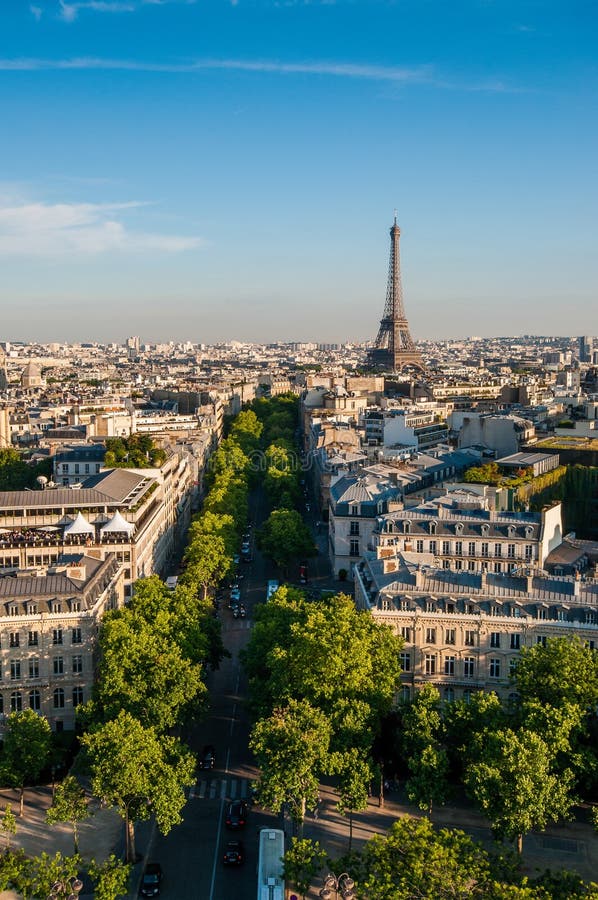 Vertical wide angle view of paris royalty free stock photo