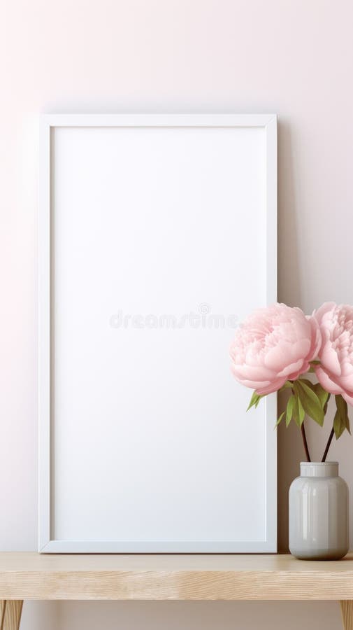 Vertical Wooden Frame Mockup on 8x10 Inch stock illustration.