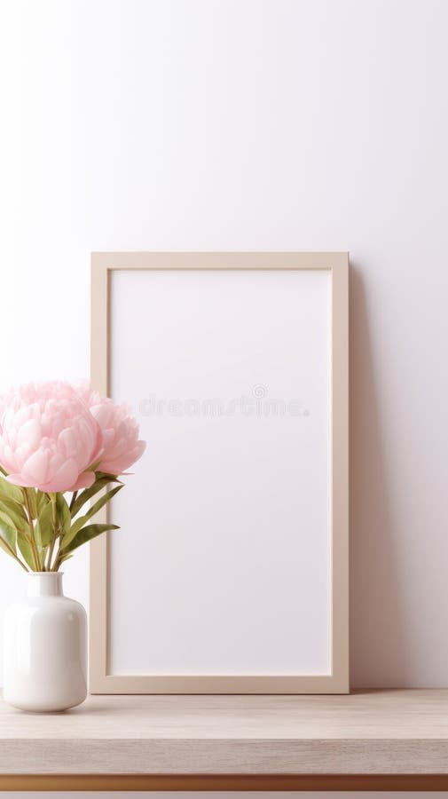Vertical Wooden Frame Mockup on 8x10 Inch royalty free illustration.