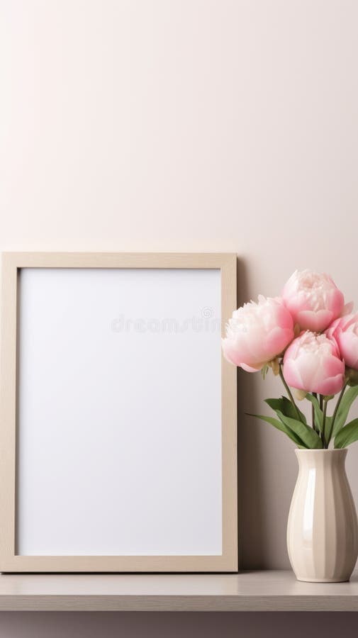 Vertical Wooden Frame Mockup on 8x10 Inch vector illustration.