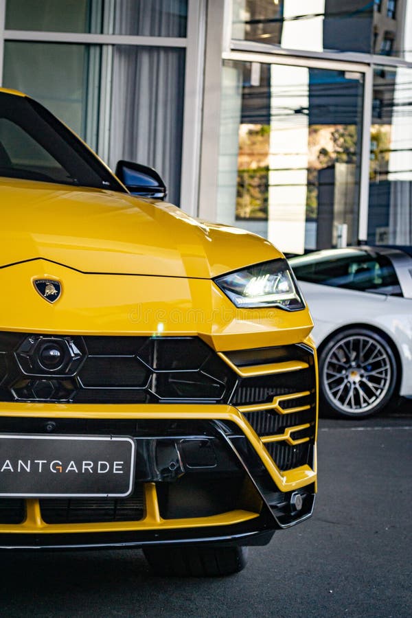 Vertical of Yellow Urus Front View with Headlights on Editorial Stock Image Image