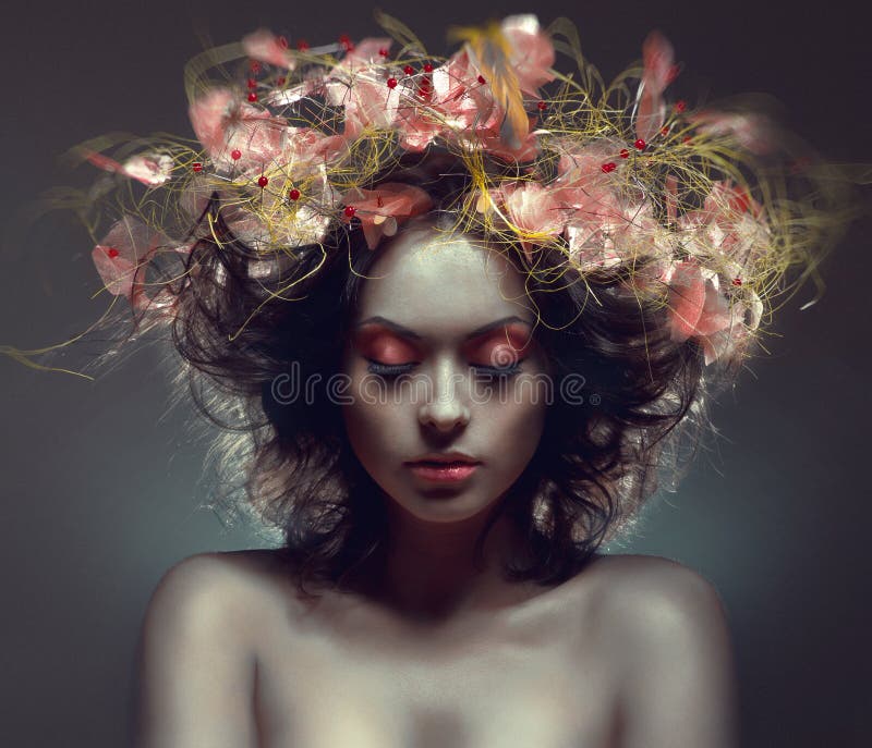 Verticale créatrice de beauté avec le wraith rose images stock Verticale créatrice de beauté avec le wraith rose images stock
