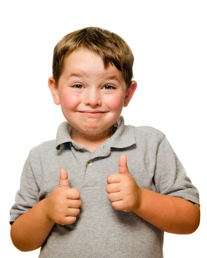 Verticale d'enfant confiant affichant des pouces vers le haut image libre de droits Verticale d'enfant confiant affichant des pouces vers le haut image libre de droits