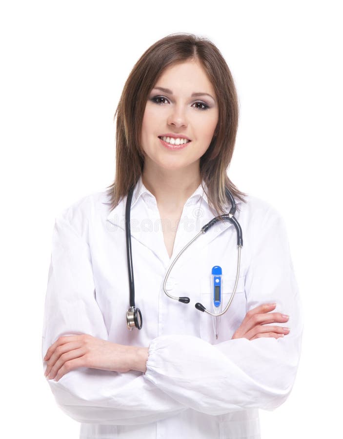 Verticale d'un jeune docteur féminin caucasien photos stock Verticale d'un jeune docteur féminin caucasien photos stock
