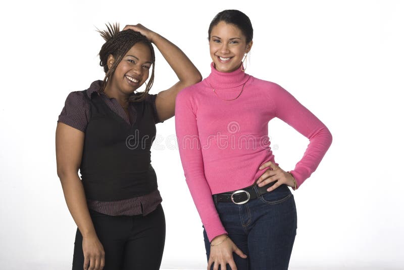 African American and Latino girls posing. African American and Latino girls posing