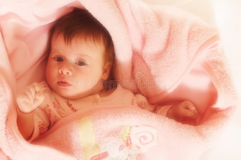 Portrait of little baby in pink colored, use soft filter. Portrait of little baby in pink colored, use soft filter