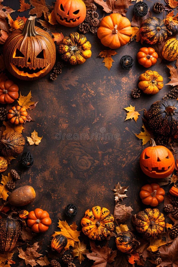 Vertikal-Rahmen mit bunten Blättern Buchse oder Laternenspinne Spinnen Thanksgiving Erntetag stockfoto