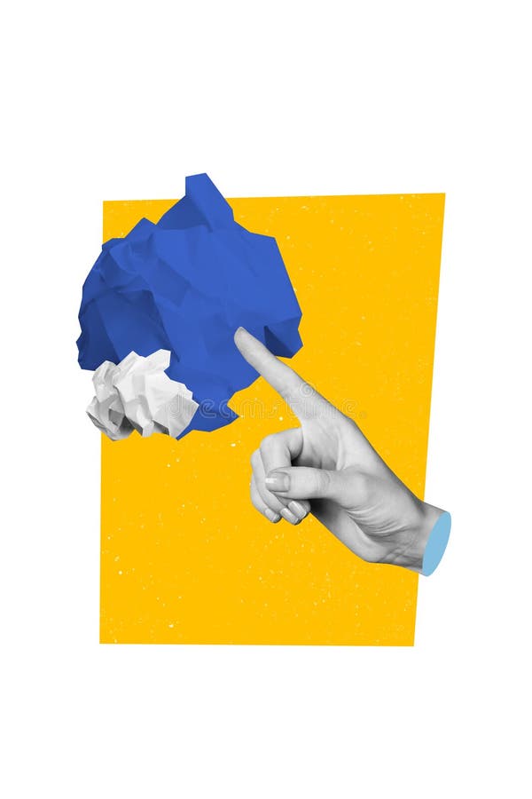 Vertikale Bildcollage 3D Handarm Körper Fragment Geste zeigen mit Fingerabdruck Papierabfall Abfallbelastung nonverbal vektor abbildung