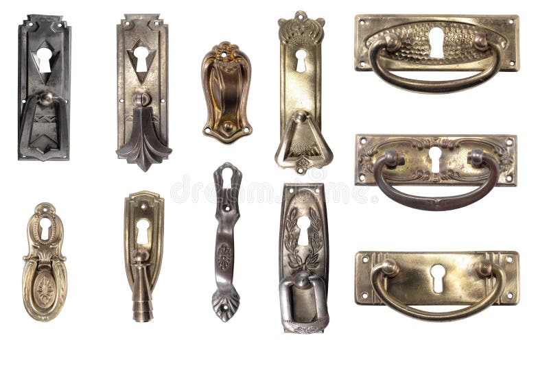 Vertoning van uitstekende meubilairhardware Antieke handvatten royalty-vrije stock afbeelding Vertoning van uitstekende meubilairhardware Antieke handvatten royalty-vrije stock afbeelding