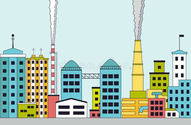 Industrielandschaft Mit Fabriken Und Kaminen Vektor Abbildung ...