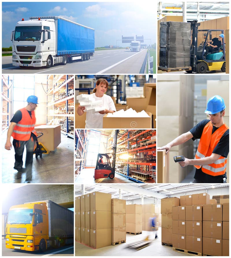 Vervoer en logistiek - het verschepen en opslag van goederen stock foto Vervoer en logistiek - het verschepen en opslag van goederen stock foto