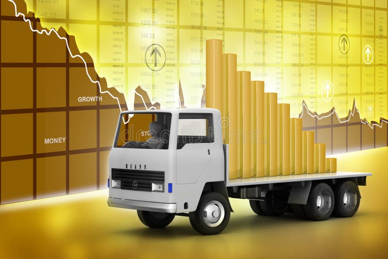Vervoer van bedrijfsgrafiek in vrachtwagen vector illustratie Vervoer van bedrijfsgrafiek in vrachtwagen vector illustratie